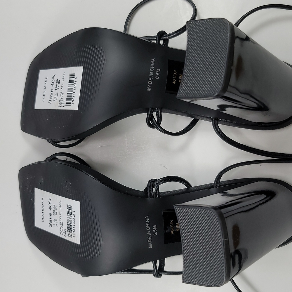 AQUA Women's Leah Ankle Tie High Heel Sandals. - Picture 6 of 8